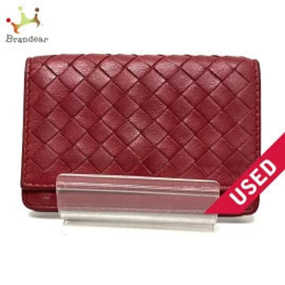BOTTEGA VENETA Intrecciato Business Card Red Leather